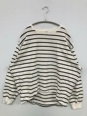 AMERICAN HOLIC アメリカンホリック Tシャツ/カットソー M ホワイト ボーダー柄 ミドル丈 長袖 クルーネック(丸首)