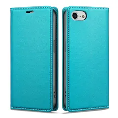 iPhone SE3 ケース 手帳型 第3世代 iPhone SE2/8/7/SE ケース RFID磁気防止 真珠光沢レザー スマホケース マグネット スタンド機能 カード入れ 耐摩擦 薄型(iphone7/8/se2/se3 対応)ターコイズ 1