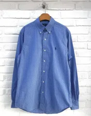 ポロラルフローレン ブルー チェックシャツ S