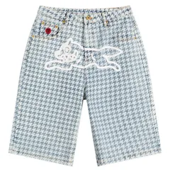 アイスクリーム レディース ボトムス ハーフパンツ・ショーツ ショートパンツ デニム ICECREAM Houndstooth Running Dog Denim Shorts Light Wash Blue ブルー