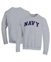 チャンピオン メンズ アウター パーカー・スウェット スウェット シャツ フリース Champion Mens Heather Gray Navy Midshipmen Basic Arch Fleece Pullover Sweatshirt Heather
