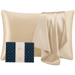 【新品】 ツルワ シルク枕カバー 6Aクラスシルク100% 22匁 片面シルクタイプ テンセル 封筒式 洗える シルクピローケース 摩擦軽減 美肌 美髪 快眠 寝癖防止 肌に優しい （ シャンパンゴールド 35×50cm ） 0