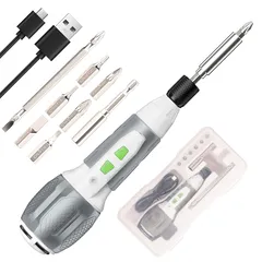 WORKPRO 電動ドライバーセット 差し替えドライバー 3.6V 手動兼用 正逆転切り替え LEDライト付き 電動差替式 小型 ビット7本付き コードレス USB充電式 大容量バッテリー コンパクト 家具組み立て 家電修理 DIY作業 【グリーン】 0