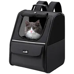 ペキュート Pecute 猫 きゃりーバッグ ペット キャリーバッグ 猫 犬用 リュック 通気性 ペットハウス 折り畳み お出かけ ドライブ 旅行 通院 防災 避難用 キャリー ブラック 0