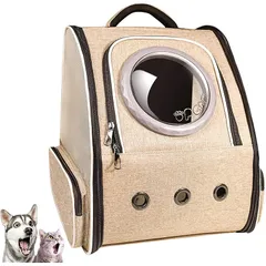 Okiki 最新型 猫 犬 キャリー リュック ペットキャリー リュック バッグ 猫用 小型犬・小動物用 きゃりーバッグ 大容量 宇宙船 折り畳み 2種類の窓付き 通気性 旅行 通院 防災 避難用最適 1