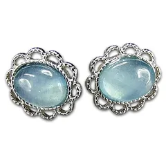 【新品】 [石街] AAA透明シラー効果有良質より濃い目アクアマリン天然石ピアス925銀天使の石 0