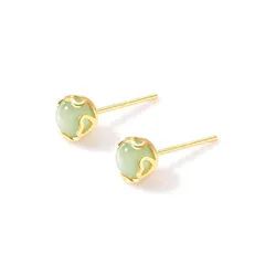 【新品】 翡翠 天然石 ピアス レディース 人気 金属アレルギー対応 丸玉ピアス 花 小さめ スタッドピアス 可愛い ハート イヤリング シルバー 普段使い 結婚式 お誕生日 クリスマス ホワイトデー バレンタインデー プレゼント 1