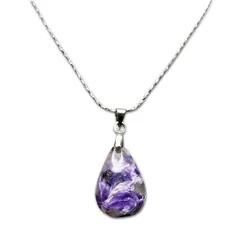 【新品】 [石街] チャロアイト ネックレス ペンダント チェーン付き 3大ヒーリング 天然石 1