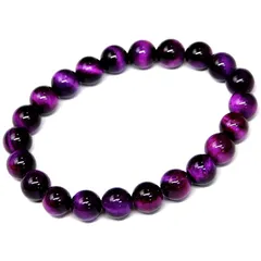 【新品】 【hinryo】 8mm～14mm 5A パープルタイガーアイ 虎目石 ブレスレット ポーチ付き 天然石 パワーストーン (32456A 8mm 内径16cm) 0