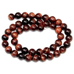 【新品】 ≪g3-2025A≫ タイガーアイ赤虎目石 8ｍｍ 1連39cm 通し針、解説書、１mゴム付き 南アフリカ共和国産 天然石 パワーストーン 0