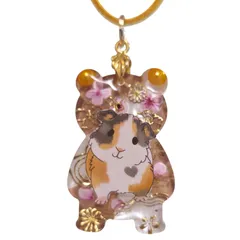 モルモットちゃんクマさんに入ったネックレス✨　　　レジンモルモット　　モルモットキーホルダー　　モルモットネックレス　　モルモットペンダント　　　モルモットストラップ　　　モルモットファスナーチャーム　　　ファスナーに付けてもかわいい★