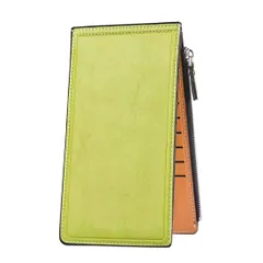 スリム PUレザー ウォレット 小銭入れ 札入れ スマホポーチ 多機能 16枚収納 財布 カードケース 19cmx11cmx1cm 大容量 全6色 薄型 (Light レディース Green) 長財布