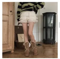 レースフリルティアードパンツスカート (ハーフパンツ)