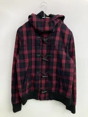 RAGEBLUE レイジブルー ダッフルコート L レッド ウール・ニット チェック柄 フードあり