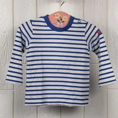 ミキハウス　 MIKIHOUSE　 長袖Tシャツ　 70-80cm相当　 ボーダー柄　肩スナップボタン