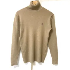 80s！90s！ヴィンテージ◎ (^w^)b GRAND SLAM グランドスラム Munsing wear マンシングウェア ウール混 タートルネック ニット セーター ロゴ刺繍 秋冬 タイト トップス キャメル メンズのサムネイル