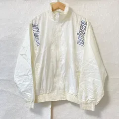 80s！90s！ヴィンテージ◎ (^w^)b Prince プリンス 台湾製 ナイロン100% ジップアップ ジャケット テニス tennis ウェア スポーツ 長袖 トップス トレーニング ホワイト 白 メンズ Lのサムネイル