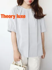 【2024年製】Theory luxe　セオリーリュクス　CRISP LINEN CALLY 2024年製　定価29,700円　Mサイズ　３８　ライトグレー　シャツ・ブラウス　シンプル　半袖　綺麗め　送料込み　6465235