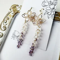 大人のチェコビーズ・春ピンク・揺れるしだれ桜ピアス7