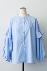 超美品Gypsohila Ruffle Frill Blouse ブルー - メルカリ