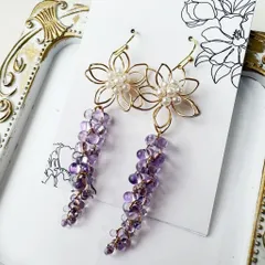 大人のチェコビーズ・春ピンク・揺れるしだれ桜ピアス9