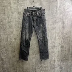 【Y-210】EDWIN W30 デニムパンツ ブラックデニム ブーツカット フレア 色落ち加工 メンズ ジーンズ 403 古着