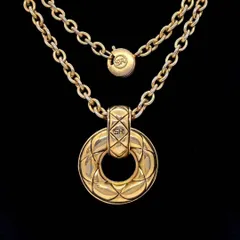SONIA RYKIEL ソニアリキエル ネックレス ゴールド キルティング サークル SR ペンダントのサムネイル