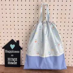 No.19【30×27】ループ付き⭐︎大きな持ち手付き巾着 ✳︎ナチュラルフラワー