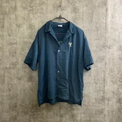 【T-165】VISION STREET WEAR ブルー系　ストリートウェア　半袖シャツ　LAVISION ロゴ刺繍　バックプリント　Lサイズ