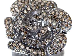 【ジュエリー極】超極上品 極上の輝き放つ薔薇デザイン輝く！極上天然ブラウンダイヤモンド5.70ct 超高級K18WGリング h8231kum【送料無料】