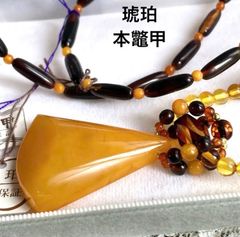 k18 琥珀ネックレス アンバー 蒔絵 梟 フクロウ 縁起物 18金 高級品
