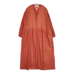 l'atelier du savon ギャザー 比翼ボタン ドレス ワンピース オレンジ系 レディース アトリエドゥサボン【中古】6-0216M∞