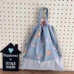 No.23【30×27】ループ付き⭐︎大きな持ち手付き巾着 ✳︎うさぎ