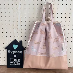 No.25【30×27】ループ付き⭐︎大きな持ち手付き巾着 ✳︎ねこ