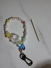 ビーズキーホルダー/スマートフォンストラップ/蝶ビーズブレスレットキーホルダー/ハンドメイド