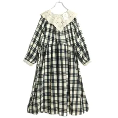 【新品タグ付・未使用】SM2 ★ゆったり♪2wayワンピース 長袖 サイズＦ レース襟♪オフ白×黒系 チェック柄 z18230