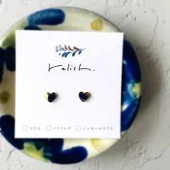 【再販】ハート ラピスラズリ 金継ぎ ピアス ノンホールピアス イヤリング 天然石 ブルー 青 ゴールド 金 小ぶり 小さい 極小 シンプル ギフト 贈り物 プレゼント 12月誕生石