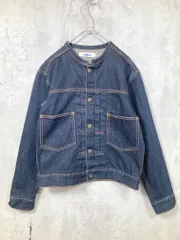 OMNES オムネス カジュアル ノーカラーデニム ジャケット size0/濃紺 ■■ レディース