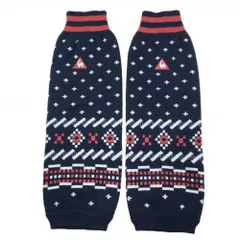 ルコック ニットレッグウォーマー ネイビー×白 総柄 レディース F ゴルフウェア le coq sportif