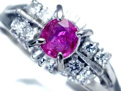 【ジュエリー極】鮮やかレディッシュピンクカラー！良質天然ルビー0.43ct＆良質ダイヤモンド0.15ct 高級Pt900リング a3295ml【送料無料】