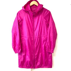 (^w^)b UNIQLO ユニクロ ライト ポケッタブル ロング パーカー ジャケット 薄手 レインコート 持ち運び便利 アウター アウトドア フェス キャンプ 登山 梅雨 ビビッドピンク レディース サイズS