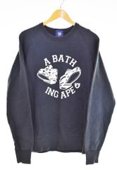 アベイシングエイプ A BATHING APE 00s フロッキープリント スウェットラグランスリーブ スウェット ブラック Lサイズ 103MT-3993