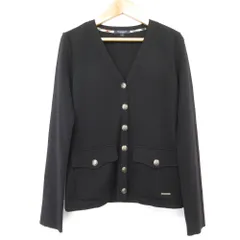 美品 BURBERRY LONDON バーバリー ロンドン 銀釦 ウール ニット カーディガン サイズ1 ブラック レディース 古着 中古 USED