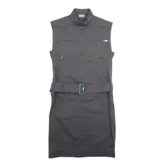 未使用 24ss BURBERRY バーバリー ジップドレス コットンリネン ツイルクロス ノースリーブ ベルテッド ワンピース UK2 グレー レディース 古着 中古 USED