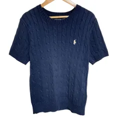 美品 POLO RALPH LAUREN ポロラルフローレン ショートスリーブ ケーブルニット セーター M ネイビー レディース 古着 中古 USED