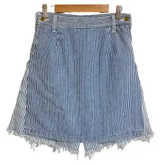 美品 TOGA PULLA トーガプルラ ヒッコリーデニムスカートショートパンツ 36 ブルー レディース 古着 中古 USED