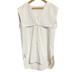 未使用 23SS iCB アイシービー ヴィンテージスパンブロード ビックカラーブラウス ノースリーブ シャツ 4 ホワイト レディース 古着 中古 USED