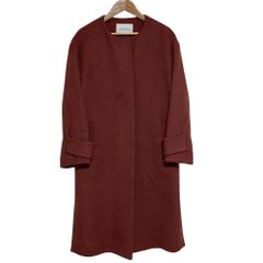 良品 グリーンレーベルリラクシング ユナイテッドアローズ アンゴラビーバー ノーカラーコート サイズ34 レッドブラウン レディース 古着 中古 USED