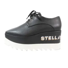 美品 STELLA McCARTNEY ステラマッカートニー エリス プラットフォーム 厚底 ドレスシューズ 刺繍 ロゴ 靴 シューズ ブラック 35 レディース 古着 中古 USED