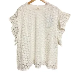 未使用 23SS 組曲 クミキョク フラワーレース ブラウス 大きいサイズ 7 ホワイト  レディース 古着 中古 USED